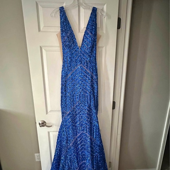 JOVANI Blue Sequin Prom Dress / Evening Gown - Picture 1 of 3